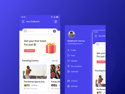 Event Booking app concept UI