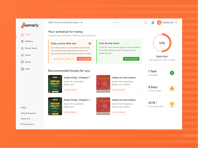 Examarly web application redesign clean ui design dashboard examarly learning platform learning website mrsid redesign upsc exam preparation webapp