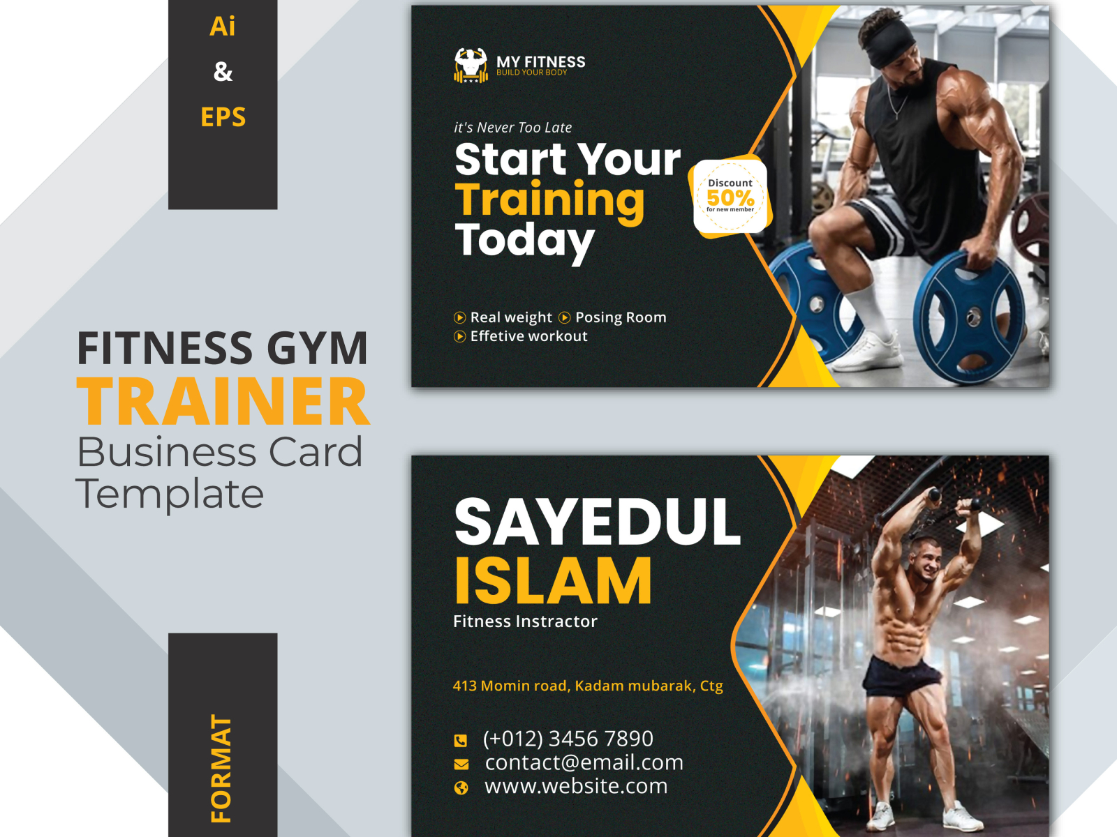 Gym Fitness Membership Card Template  Membership card, Gym membership  card, Fitness business card