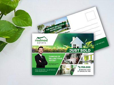 Just Sold Real Estate Postcard Template branding company branding design graphic design home for sale house for rent illustrations just listed postcard design postcard template print design template real estate real estate agency real estate postcard realtors standard postcard