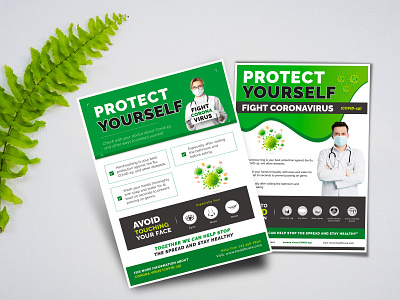 Protect Yourself (COVID-19) Flyer or Poster Template campaign corona event flyer poster template hand wash health hygiene infection influenza pathogen pneumonia promotion protect yourself fight covid 19 respiratory