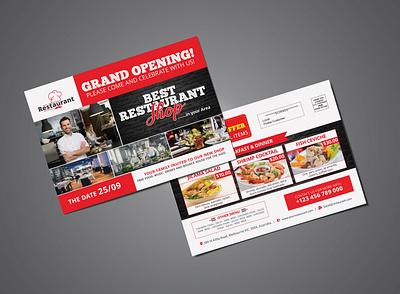 Grand Opening Restaurant Shop EDDM Postcard beverage business branding cafe creative design design ecommerce eddm postcard fast food businesses graphic design ood poster design restaurant supermarket or retail shop