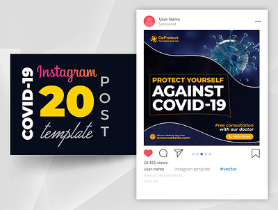 Covid 19 Instagram Post Template Bundle