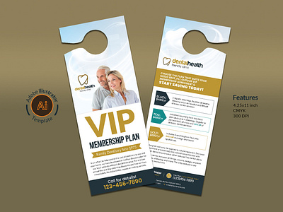 Dental Healthcare Promotional Door Hanger template