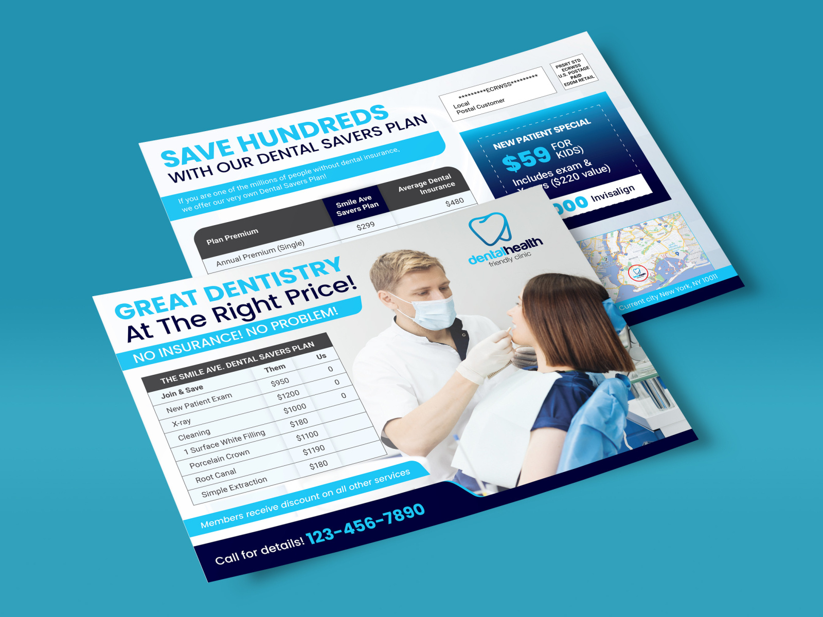 Dental Services Fee Pricing Postcard & Direct mail EDDM template by