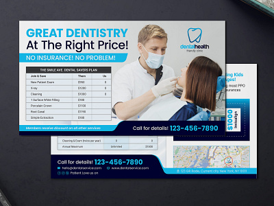 Dental Services Fee Pricing Postcard & Direct mail EDDM template promotional eddm postcard