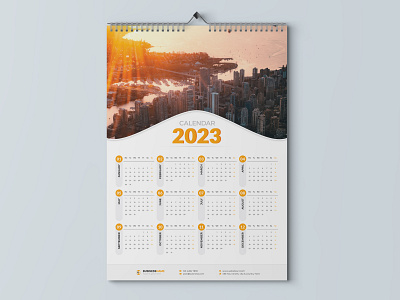 1-Page Wall Calendar 2023 orange calendar