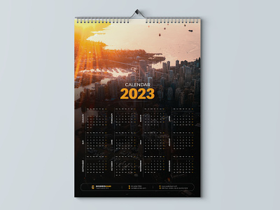 One-Page Wall Calendar 2023 orange calendar