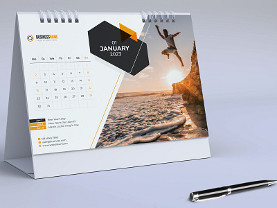 Modern Desk Calendar 2023 orange calendar