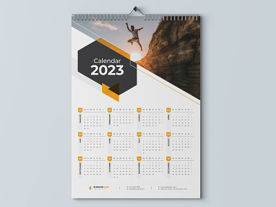 1-Page Wall Calendar 2023 orange calendar