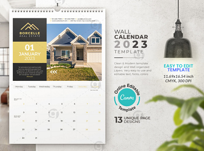 Real Estate Wall Calendar 2023 Canva template didargds calendar