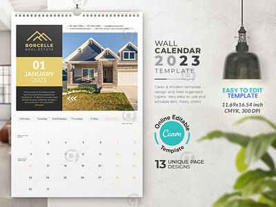 Real Estate Wall Calendar 2023 Canva template