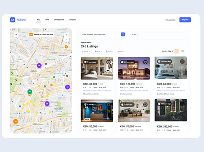 Resido Real Estate Listing apartments estate housing real estate resido saas ui ux villas web