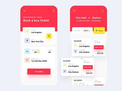 Bus Ride Booking App Design Concept