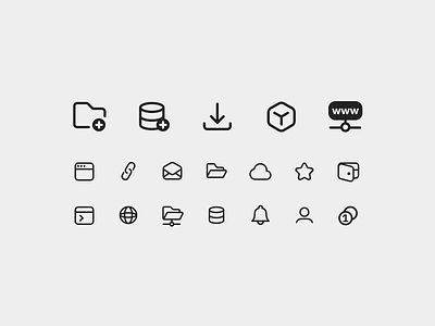 Microset icons for Timeweb cloud crm box database design domain download email folder icon icon pack icon set iconpack iconset link skuratovteam star ui ux wallet