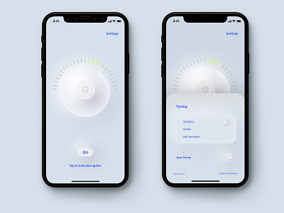 Neomorphic Guitar Tuner App app application application design application ui design guitar mobile mobile app mobile app design mobile design neomorphic neomorphism tuner ui uiux ukulele user interface ux ux ui