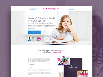 USA Reading Clinic landing page ui ux website design