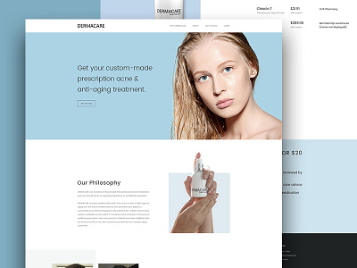 Dermacare beauty clean cosmetic landing medical ui