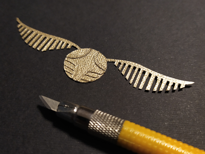 Golden snitch ⚡ gold golden snitch handcrafts handmade harry potter paper paper cut paper cutting