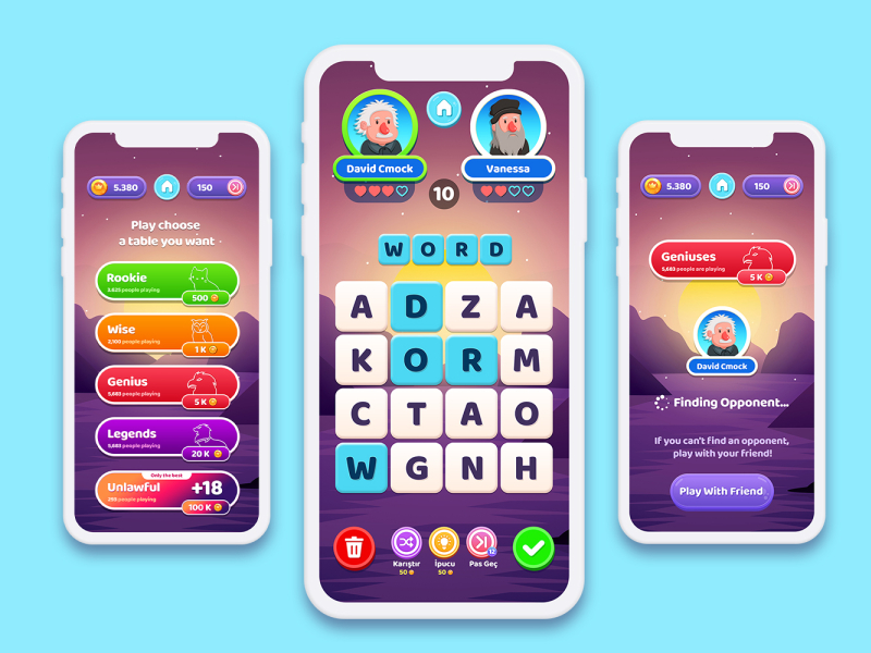 Word Cube Multiplayer Game Ui Design by Ahmet Musab Tunç on Dribbble