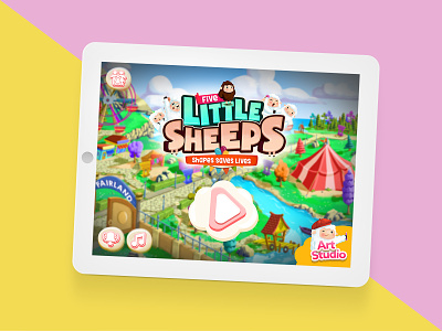 Five Little Sheeps Game Ui android appstore cartoon game game app game art game asset googleplay gui ios kids kids app logo ui uidesign