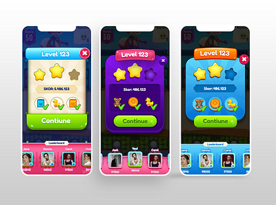 Level Completed Popup Ui-Ux android appstore candy cartoon game game art game design gui ios level leveldesign mobile design mobile ui mobilgame popup sugar toy ui ux