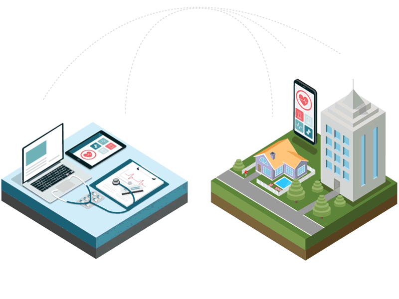 Access your information anywhere animation design illustration isometric medical software