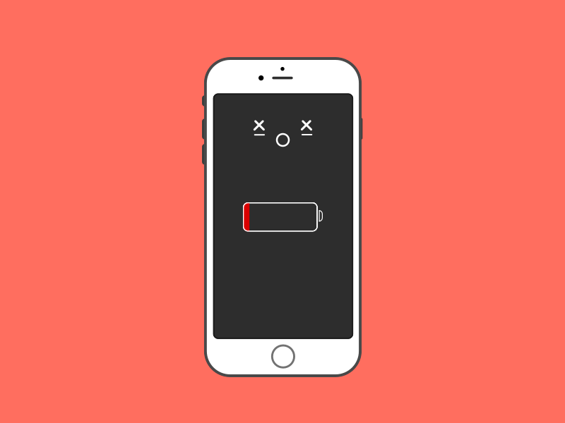 Dead Battery animation battery cute dead flat illustration ipad iphone sleepy