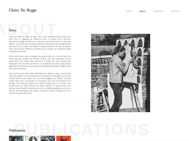 Claire De Regge - About white black classy page about design web minimal