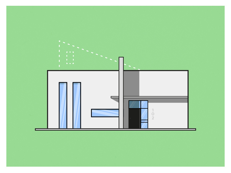 Extension illustration architecture flat modern house