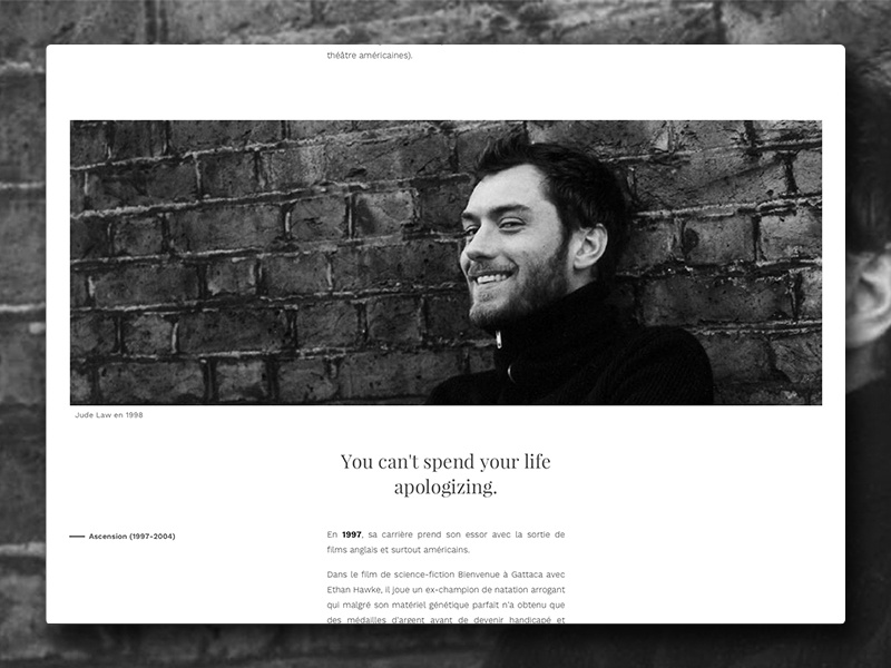 Jude Law fictive Website portfolio black design law jude white typography minimal web