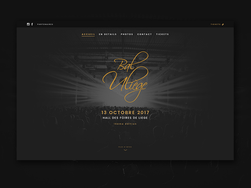 Bal ULiège - Homepage prom tickets party webdesign web projet minimal classy bal