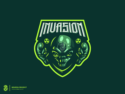 INVASION alen alienlogo alienmascot bold logo design esports esportslogo gaming illustration invasion logo logos mascot sports logo twitchlogo