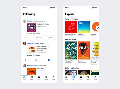 Books and Podcasts App books design minimal mobile app podcasts simple ui uiux ux