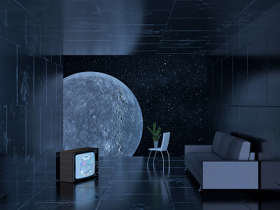 To Infinity...and beyond! 3d art aerospace illustration moon plant sofa space universe