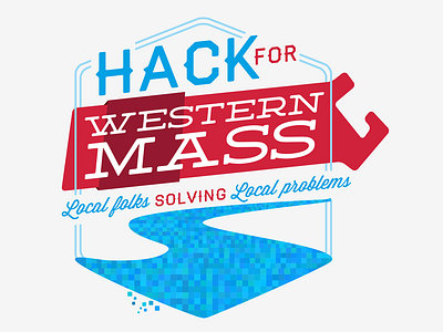 Hack for Western Mass badge deming hack for change hackathon haymaker logo lost type pixel state wisdom script