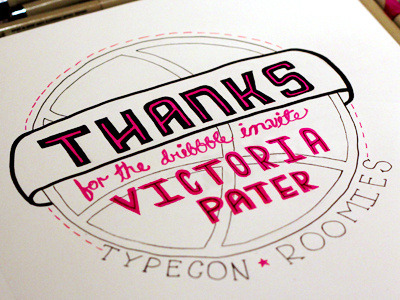Thanks Victoria! hand drawn invite lettering photo typography