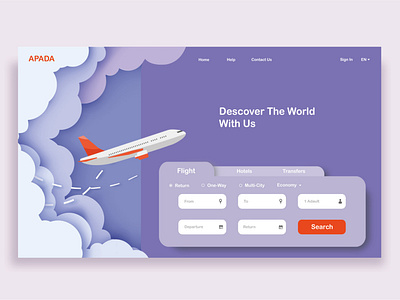 Website concept for flight agency company