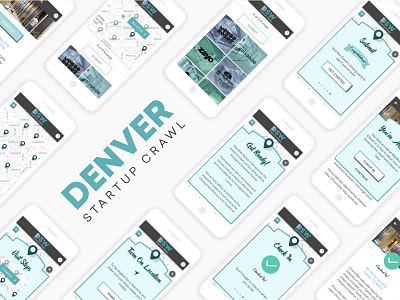 2016 Denver Startup Week Startup Crawl App application check in crawl game interface location map mobile navigation ui ux visual design