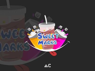 Sweet Marks Milktea and shake design illustration inkscape logo