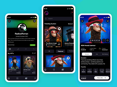 NFT Marketplace - Mobile App graphic design ui