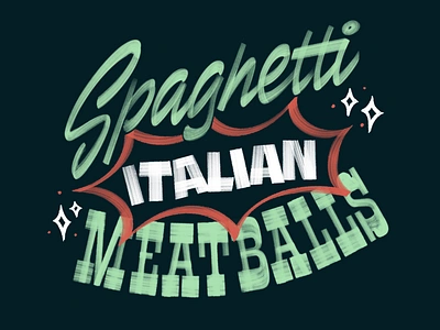 Spaghetti Meatballs illetterista italian lettering meatballs script lettering signpainting spaghetti type typogaphy