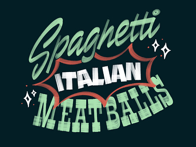 Spaghetti Meatballs illetterista italian lettering meatballs script lettering signpainting spaghetti type typogaphy