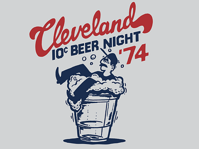 10 Cent Beer Night 70s beer branding character cleveland design illustration logo mascot retro screen print vintage