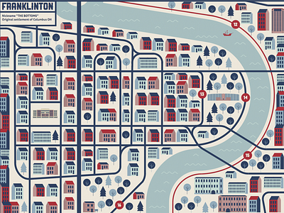 Franklinton Ohio city columbus cute directional illustration map ohio print screen print usa