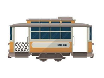 Trolley animation california car cute flat illustration la retro screen print street trolley vector