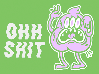 Dont Give Ah **** 90s chill green illustration illustrator monster pink politics poop punk screen print skate sticker street trippy