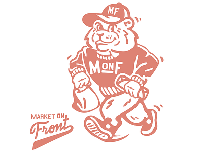 Market On Front branding burrito character coffee college food illustration logo mascot missoula montana orange rebrand screenprint usa varsity