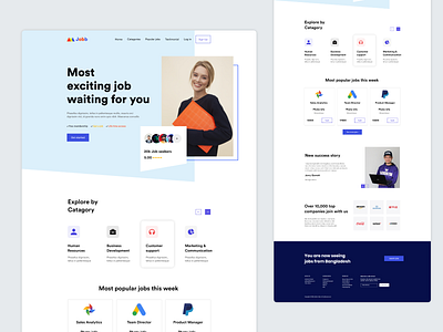 Job finding platform Landing page agency business concept creative design agency illustration job landing page landing page design landingpage logo ui design uidesign uiux vector web