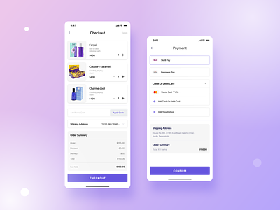 E-commerce Checkout process app cart checkout ecommerce shopping app ui ui ux ui design